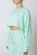 Load image into Gallery viewer, Spearmint Cropped Raglan Sweatershirt
