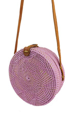 Load image into Gallery viewer, Lilac Rattan Circle Crossbody
