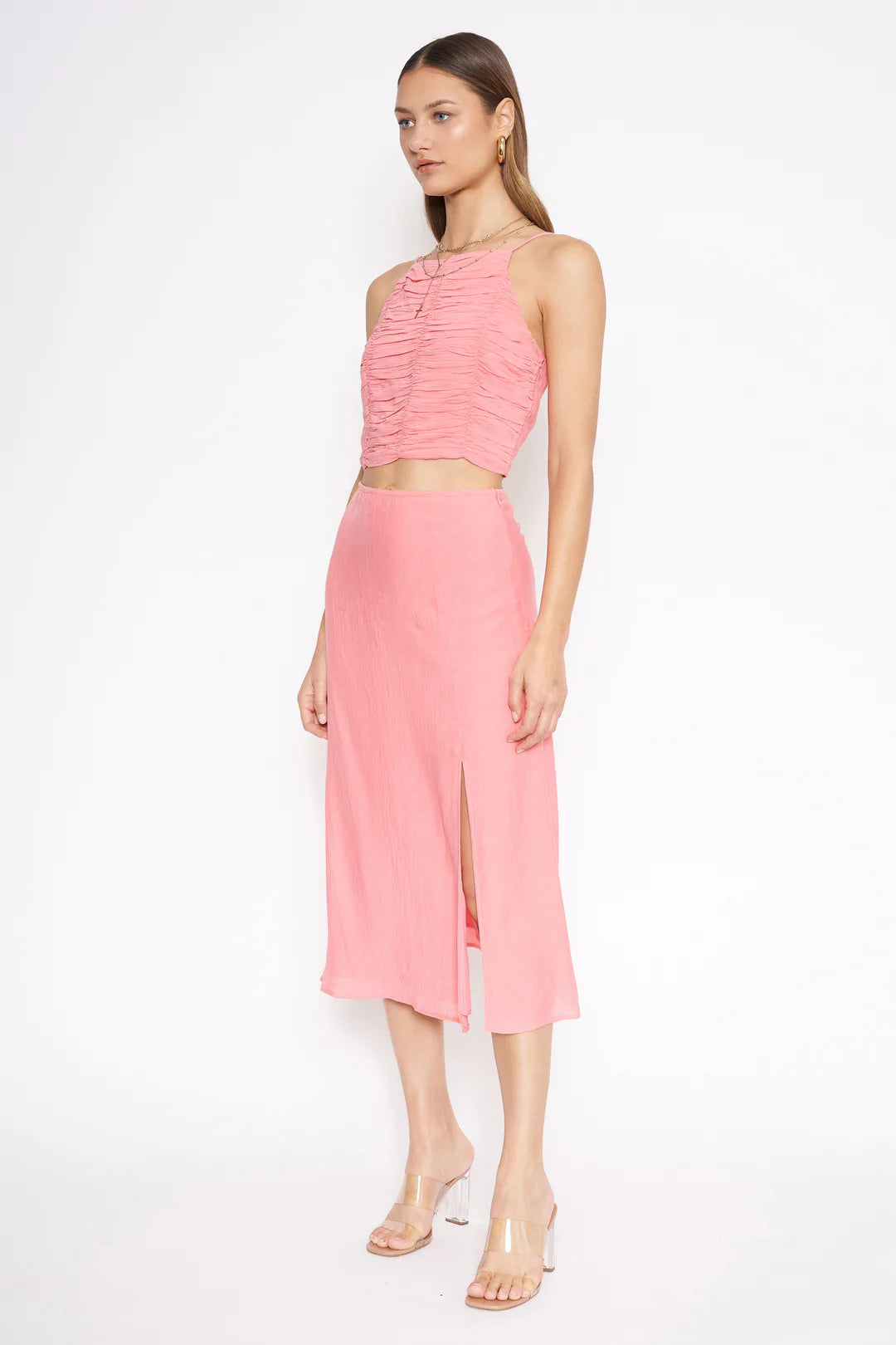 Flamingo Pink Midi Skirt