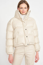Load image into Gallery viewer, Vegan Leather Lana Puffer Jacket

