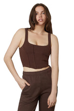 Load image into Gallery viewer, Espresso Seamed Corset Tank
