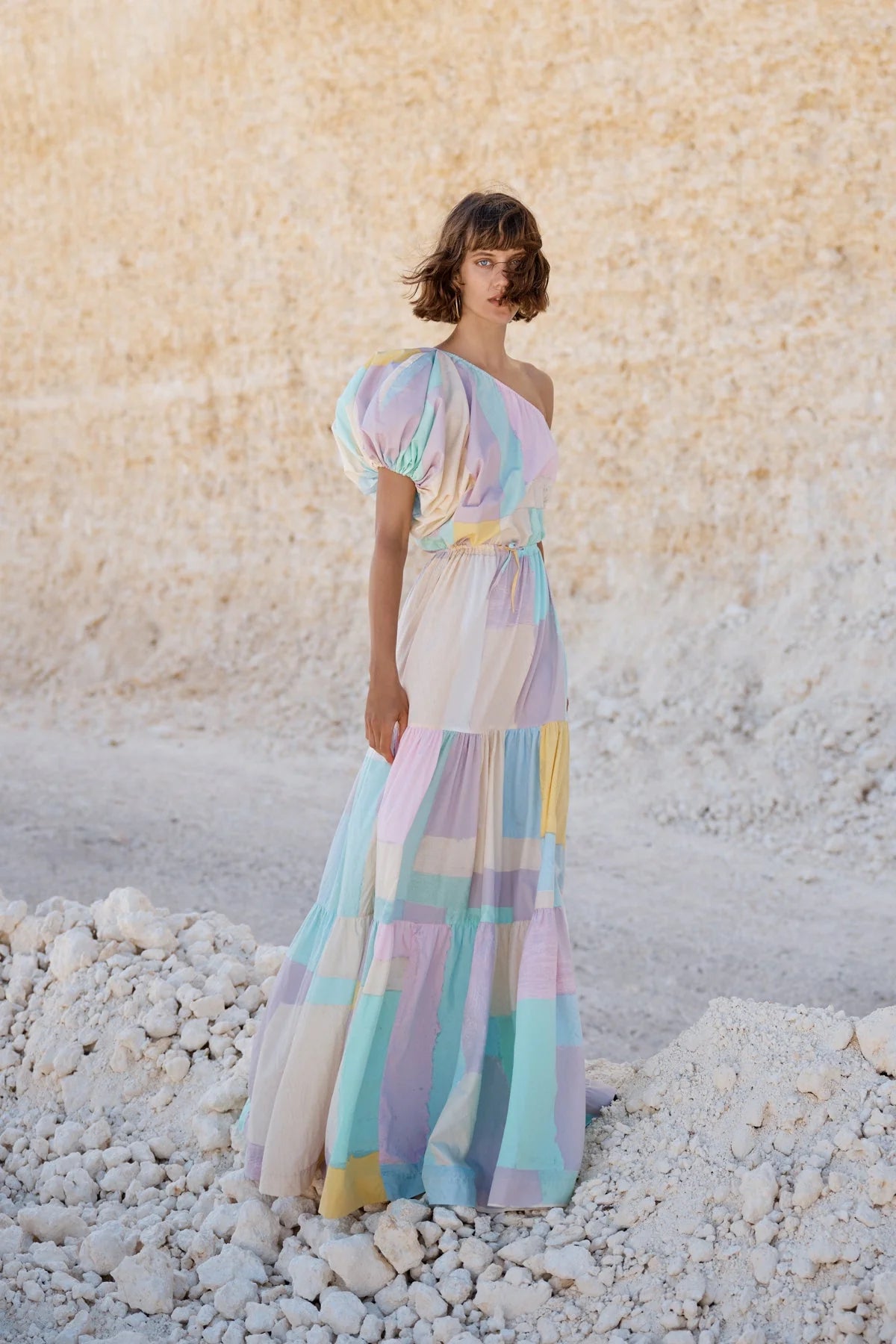 Exaggerate One Shoulder Sleeve Maxi