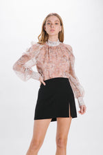 Load image into Gallery viewer, Mock Neck Floral Blouse
