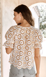 Load image into Gallery viewer, Thalia Daisy Eyelet Top

