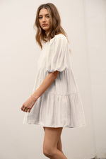 Load image into Gallery viewer, Bubble Sleeve Tiered Mini Dress
